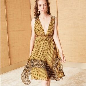 Ulla Johnson Colette Handkerchief Silk Cross Back Dress